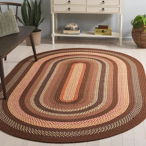 Vista 11 de Safavieh Braided Collection BRD313A tapete de lana hecho a mano color café, Algodón Marrón (Brown/Multi)