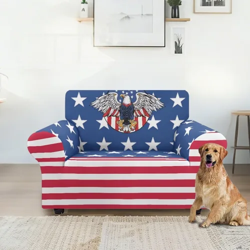 Vista 5 de AFPANQZ Fundas elásticas para sofá, fundas de sofá de águila con bandera estadounidense, fundas de sofá para sofá biplaza para sofás, protectores