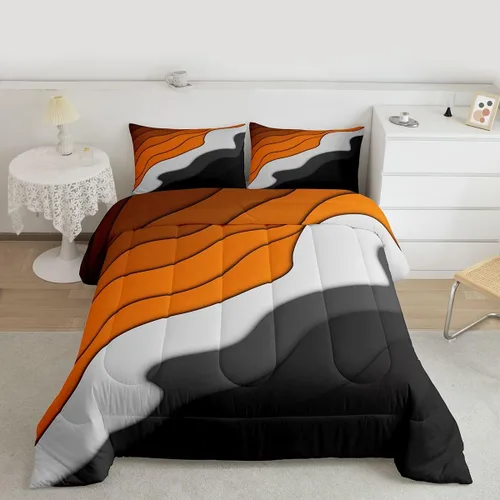 Vista 3 de Erosebridal Juego de ropa de cama abstracta con diseño de olas marinas tamaño Queen, juego de edredón y juegos de ropa de cama con temática de playa