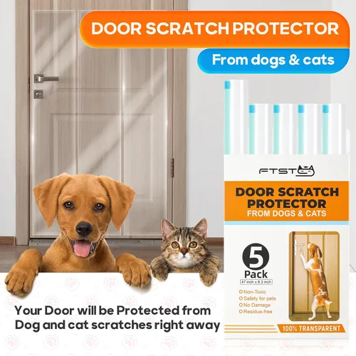 Vista 2 de FTSTC Paquete de 5 protectores de puerta, 5 x 47 x 8.3 pulgadas, protector contra arañazos para gatos y perros, resistente para alféizar de ventana