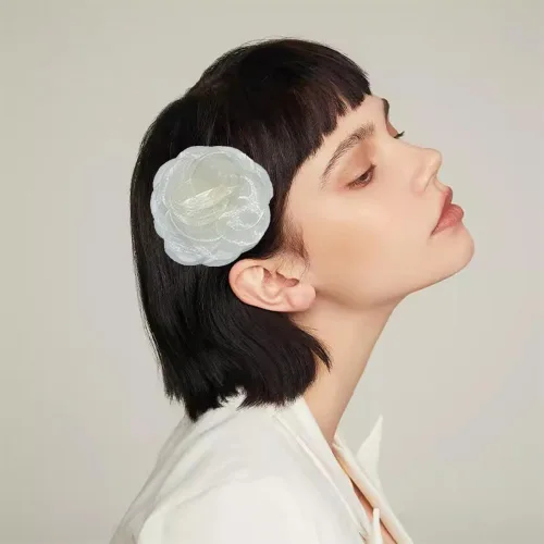 Vista 3 de Delicados broches de flores de rosas, delicados broches de flores de encaje grandes clásicos para bodas, fiestas, banquetes de baile para mujeres