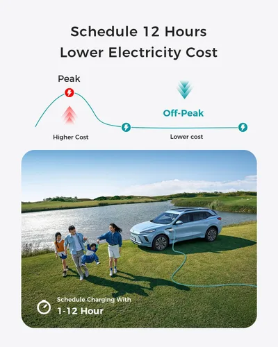 Vista 5 de Cargador EV de nivel 2, estación de carga EV portátil de 40A 240V para el hogar, cargador de vehículo eléctrico con corriente ajustable programada