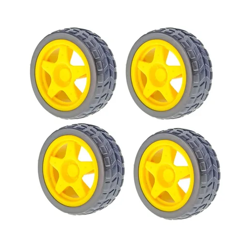 Vista 7 de 4PCS 2.559 in TT Motor Wheels Smart Car Chassis Robot Control remoto Ruedas de coche (negro)