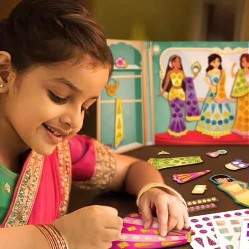 Vista 3 de Imagimake DIY magnético de vestir - princesa india, 30 vestidos magnéticos