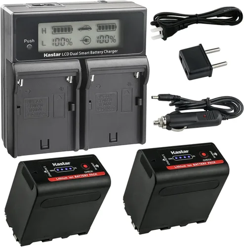 Vista 5 de Kastar NP-F980EXP CH04 Dual Fast Charger Compatible with Yongnuo YN216 YN300 YN300-III YN600 YN600L II YN900 YN900 II YN1200 LED Video Light
