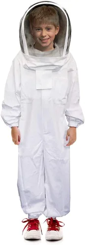 Vista 8 de Luwint Trajes de apicultura para niños, traje de apicultor de protección completa con guantes y capucha de velo autoportante (3'11''-4'2'' de altura)
