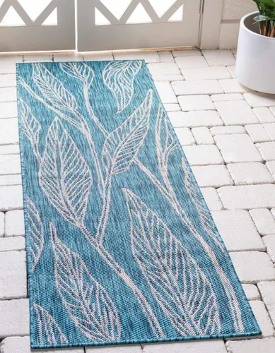 Vista 21 de Unique Loom Outdoor Botanical Collection Alfombra de área - Hoja (1.6 m x 2.4 m Rectangular, Carbón Marfil)