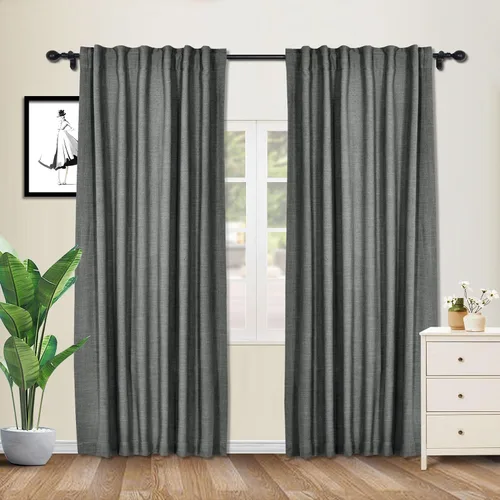 Vista 27 de cololeaf Cortinas de lino naturales de 63 pulgadas de largo, cortinas neutras con bolsillo para barra, pestaña trasera, oscurecimiento de la Aqua