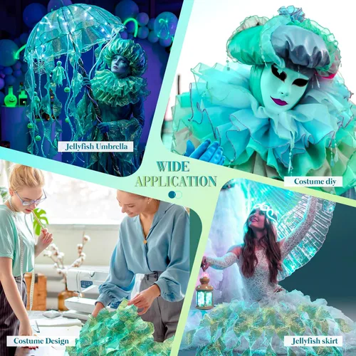 Vista 5 de Newwiee Adorno de Gasa Plisada con Volantes de 15 Yardas, Cintas de Organza de Medusa, Cinta Iridiscente con Volantes, Adorno de Tela de Encaje