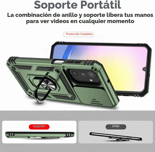 Vista 2 de SunStory Funda compatible con Samsung Galaxy A17 5G con protector de pantalla HD, cubierta de cámara deslizante y soporte de anillo giratorio, a