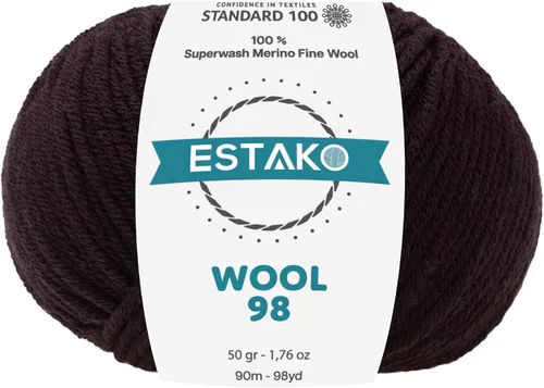 Vista 20 de Estako Wool 98 (paquete de 4 madejas) 100% lana merino superwash lana merino de peso medio suave hilo para tejer y ganchillo (4 x 1.76 onzas)