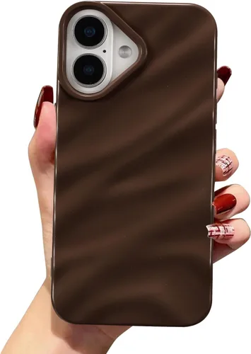 Vista 10 de QLTYPRI Funda compatible con iPhone 11, bonita funda con patrón de ondas de agua para niñas y mujeres, delgada, satinada, brillante, suave, de Beige