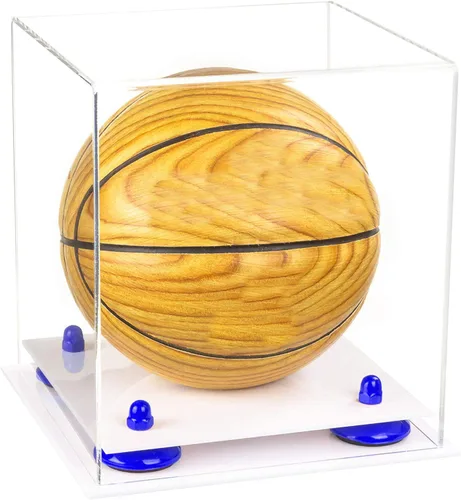 Vista 25 de Better Display Cases Mini acrílico - Miniatura (no tamaño completo) Baloncesto vitrina con elevadores negros y espejo (A015-BR)
