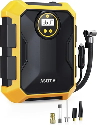 Vista 10 de AstroAI Compresor de aire portátil e inflador de neumáticos, accesorio automático de 12 V CC con luz LED y pantalla digital, 100 PSI para automóvil