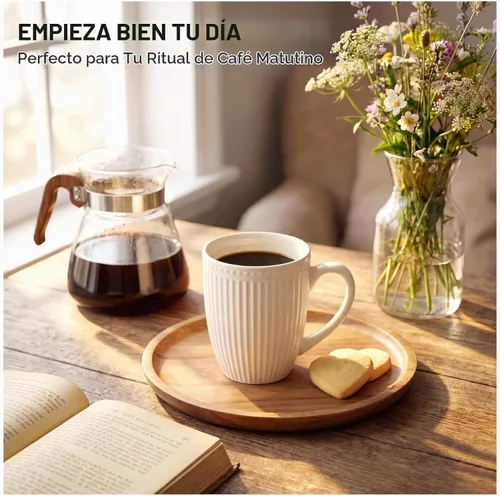 Vista 2 de Juego de tazas de café de cerámica blanca de 6 a 14 onzas con asa para café con leche, té caliente, capuchino, moca, cacao, microondas