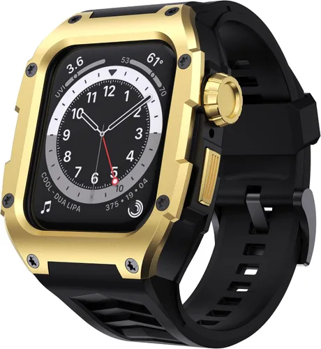 Vista 10 de Compatible con Correa de Reloj para Apple Watch de 44mm Correa Resistente para Hombre con Cubierta de Metal Inoxidable con Correa Militar a Prueba