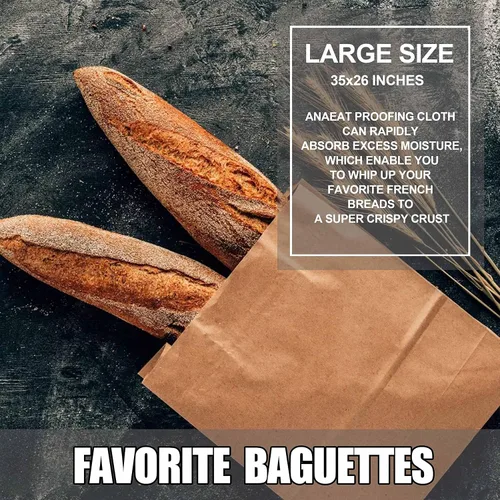 Vista 6 de Anaeat Paño profesional a prueba de pan, sofá grueso para panaderos, 100% algodón natural, resistente, para hornear panes franceses caseros
