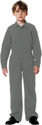 Vista 11 de AOBUTE Mono de color sólido para niños con bolsillos de 3-14 años Verde militar