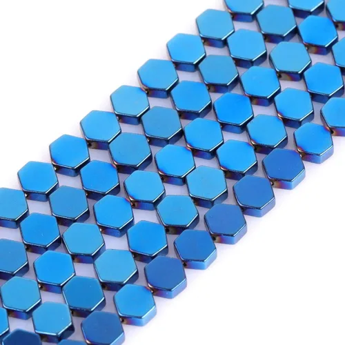 Vista 23 de Cuentas de hematita para hacer joyas, piedras preciosas semipreciosas de 0.394 x 0.551 in, color azul con revestimiento metálico, 15 pulgadas JOE