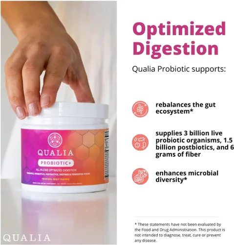 Vista 5 de Qualia Probiotic - 28 probióticos de esporas respaldados por la ciencia, prebióticos y posbióticos. Apoyo total intestinal. Alivia las molestias