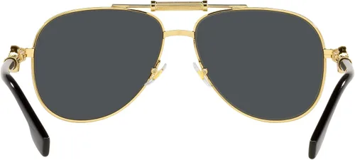 Vista 4 de Versace Unisex Sunglasses Gold Frame, Dark Grey Lenses, 59MM