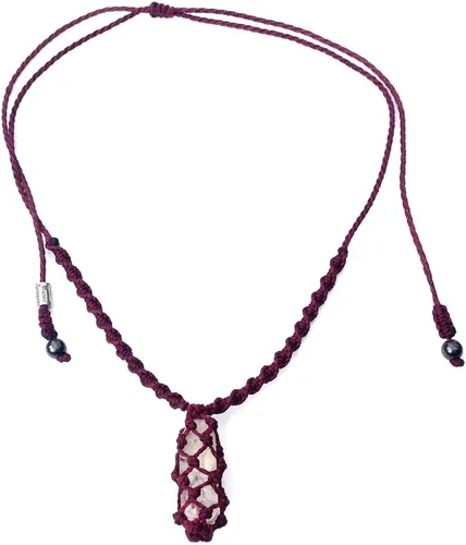 Vista 3 de Collar de surfista personalizado para hombre con piedra de cuarzo en color personalizado, cordón de fibra anudada hecho a mano, joyería de piedra
