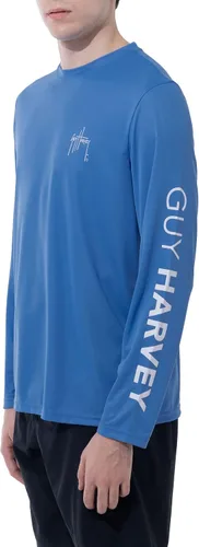 Vista 7 de Guy Harvey Camisa de manga larga para hombres con protección solar de rendimiento SPF UPF 50+ Azul celeste