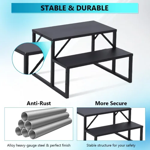 Vista 2 de Towallmark RV 2 escalones con pasamanos, peldaños de metal para bañera de hidromasaje, escaleras portátiles para RV, escaleras de casa móvil