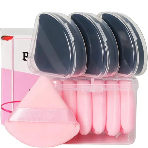 Vista 10 de Ocim 6 piezas de esponjas para polvo facial, esponjas de terciopelo suaves y triangulares para maquillaje, esponjas prensadas, esponjas aplicadoras