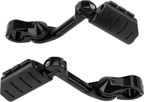 Vista 3 de Estriberas de carretera en ángulo de 1.25 pulgadas de largo para motocicleta, reposapiés ajustables con abrazaderas kit de soportes compatible