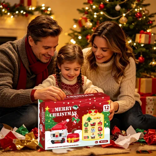 Vista 2 de Calendario de Adviento de Navidad 2026, juegos de construcción compatibles con Lego Navidad, 12 paquetes de modelos de Navidad, kit de microbloques