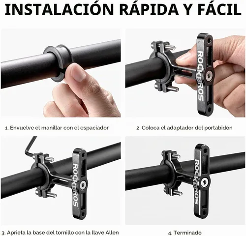 Vista 7 de ROCKBROS Adaptador de jaula de botella de bicicleta, manillar de bicicleta, soporte de botella de agua, soporte de botella de aluminio ajustable