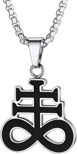 Vista 12 de PROSTEEL Inverted Cross/Leviathan Cross Pendant Necklace for Men Women Negro