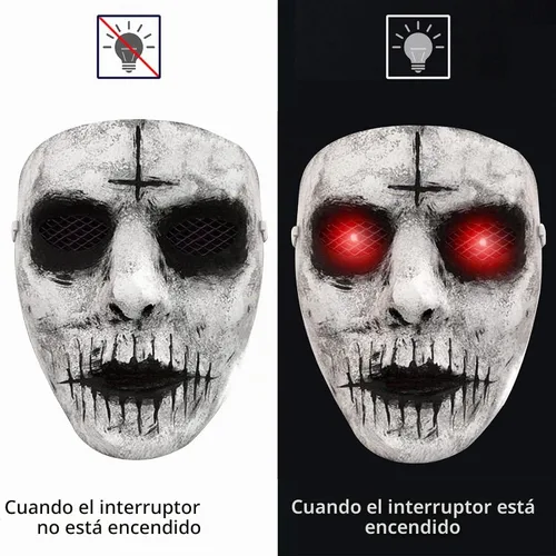 Vista 3 de Máscara de asesino de demonios, máscara de zombi de terror con ojos