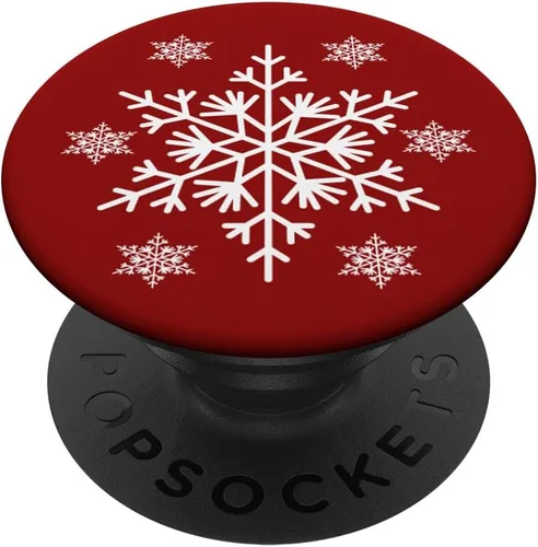 Vista 6 de Soporte para dedos de Navidad con copos de nieve para temporada navideña, regalos PopSockets MagSafe PopGrip para iPhone