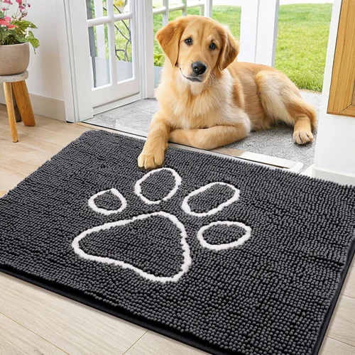Vista 74 de Smiry Tapete para puerta de perro para patas fangosas, absorbente y Gris y negro