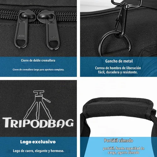 Vista 5 de TORIBIO Bolsa de trípode multifuncional de 35.4 pulgadas, funda de transporte de trípode resistente, funda para soporte de música, micrófono