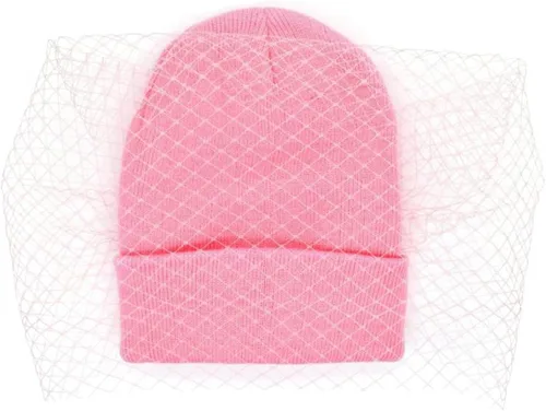 Vista 4 de ChyJoey 1 gorro de punto para mujer de lana cálida estilo retro con velo