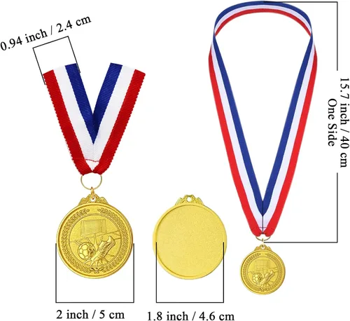Vista 2 de Donrime 12 Pieces Soccer Medals for Kids, Gold Metals Awards Medal for Kid’s Sports Soccer Games, Soccer Party Favors, 2 Inches
