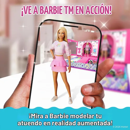 Vista 3 de Barbie Magic Style Studio- Kit de moda de muñecas de vestir magnéticas AR