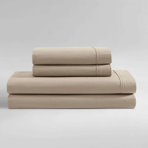 Vista 23 de Calvin Klein - Juego de sábanas de tamaño Queen, sábanas refrescantes frescas y a medida con un tacto de percal de algodón naturalmente suave