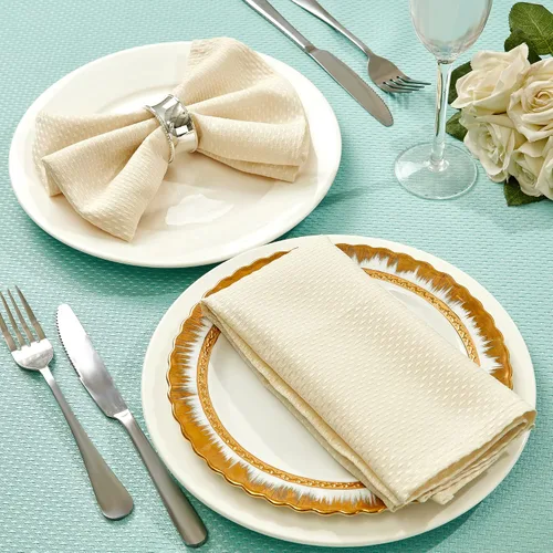 Vista 5 de Mebakuk Juego de 6 servilletas de tela de primera calidad de 17 x 17 pulgadas, lavables y pequeñas, servilletas de mesa suaves para bodas, fiestas