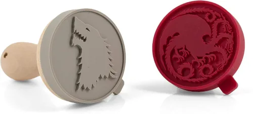 Vista 3 de Game Of Thrones Sellos de silicona para galletas House Stark Dire Wolf & House Targaryen Dragon Emblems Juego intercambiable de 2