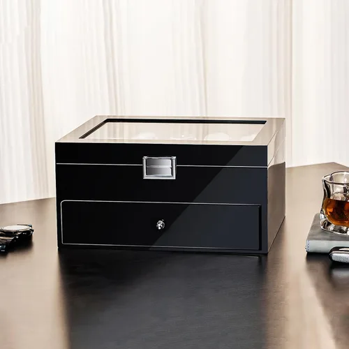 Vista 7 de ProCase Paquete de caja de reloj de 6 ranuras con 20 ranuras de acabado lacado caja de reloj