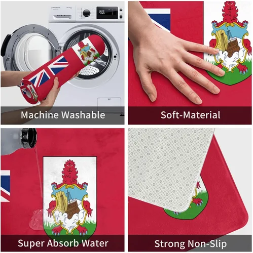 Vista 5 de Tapete de baño con diseño de bandera de Bermudas, antideslizante, de 16 x 24 pulgadas, para puerta de cocina