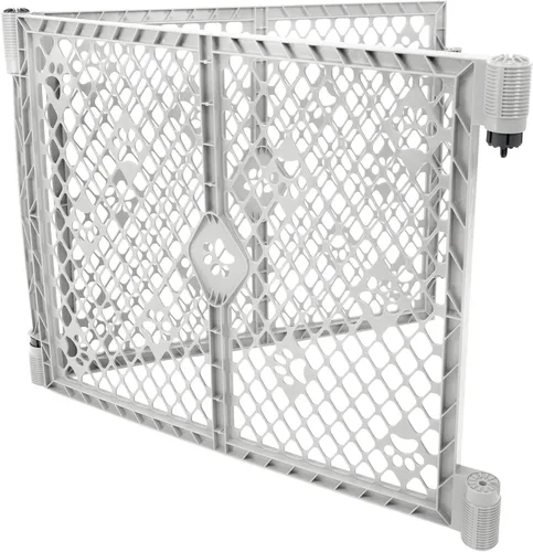Vista 10 de MyPet Puerta extra ancha para perros con puerta pequeña para mascotas. 38.5 a 103.5 pulgadas de ancho. Puerta para gatos para puerta. Fabricado