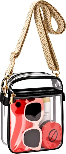 Vista 8 de MAY TREE Clear Bag for Stadium Events, 8.5x6.8x3 Inches Stadium Approved 0.4mm Thickened PVC, Front Pocket, Removable Adjustable Strap, Clear
