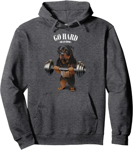 Vista 4 de Rottweiler - Sudadera con capucha para levantamiento de pesas y gimnasio, Negro, S