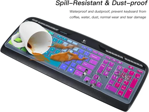 Vista 5 de Logitech K330 - Funda para teclado inalámbrico Logitech MK335 MK320, teclado de escritorio inalámbrico Logitech K330, accesorios de piel protectora