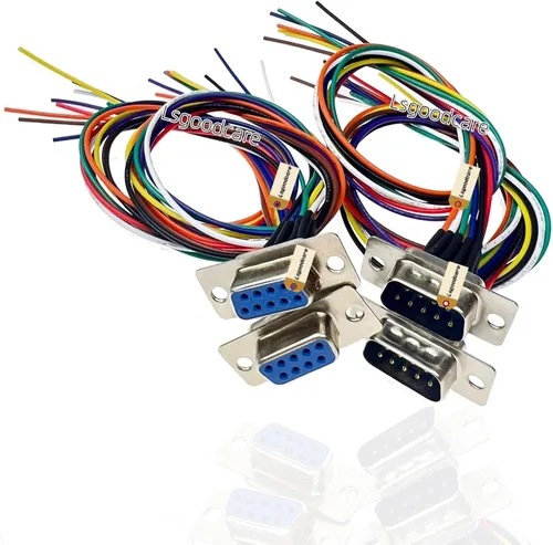 Vista 6 de Lsgoodcare 4 unids RS232 DB15 conector serial VGA 15 pin hembra 2 filas tipo soldadura enchufe D-SUB macho enchufe conector con cable de 11.81